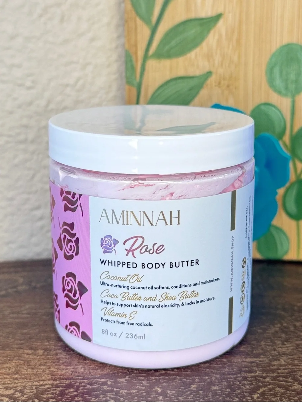 Aminnah Rose Whipped Body Butter, 8 oz